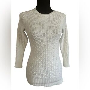 GAP Women’s White Cable Knit Crewneck Sweater Size Small